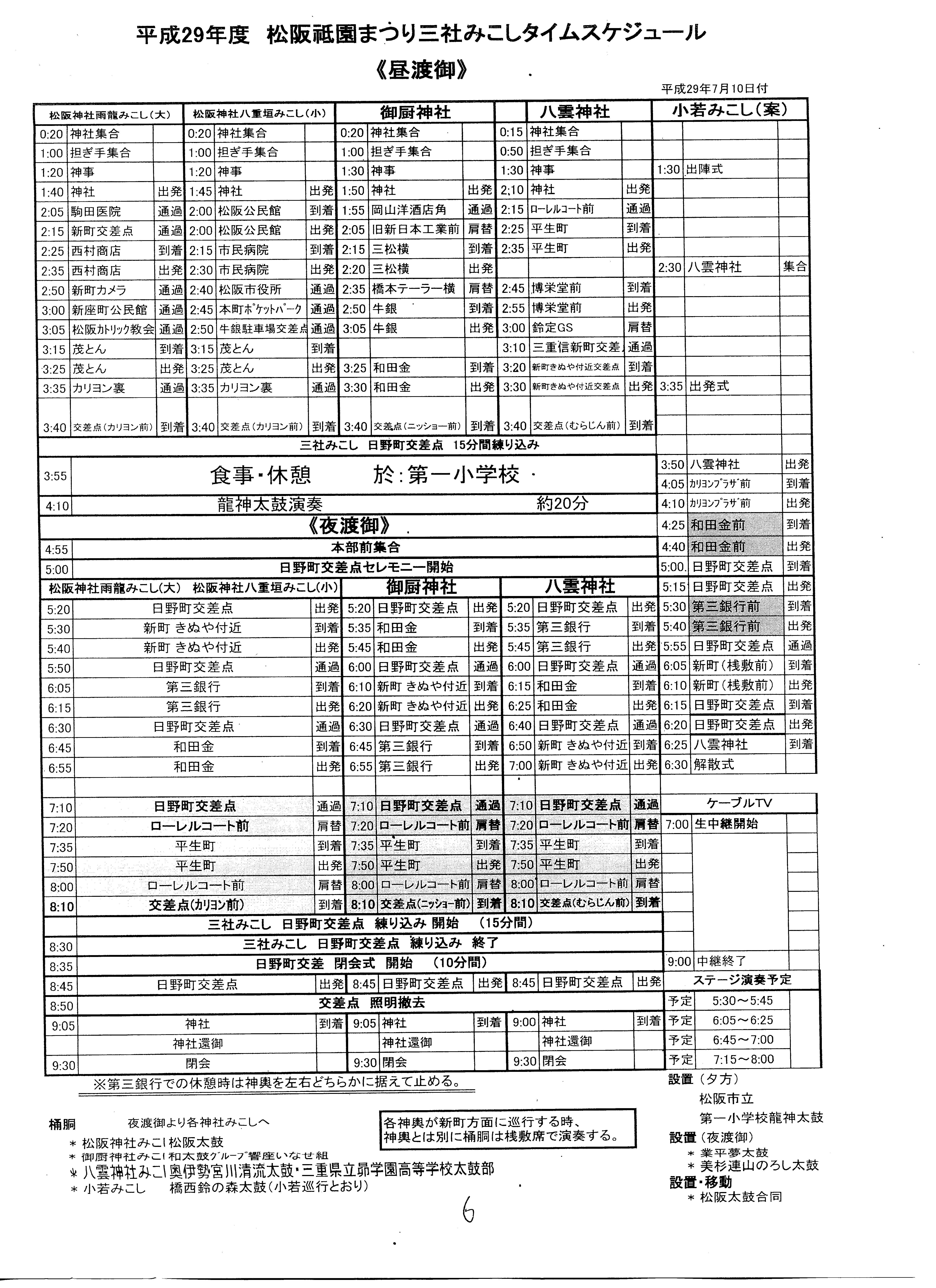 平成29年　タイムスケジュール